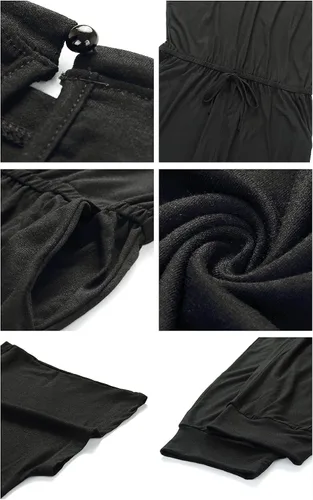 Vista 6 de PRETTYGARDEN - Enterizo holgado para mujer, unicolor, elástico, largo, con hombro descubierto y cintura elástica