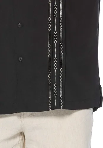 Vista 3 de Cubavera Men's Men's Cuban Camp Collar Embroidered Button Down Short Sleeve Shirt with Point Collar