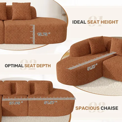 Vista 5 de Sofás sin huesos de 114 pulgadas para sala de estar, sofá seccional modular moderno con chaise, sofá seccional en forma de L tipo nube, no requiere
