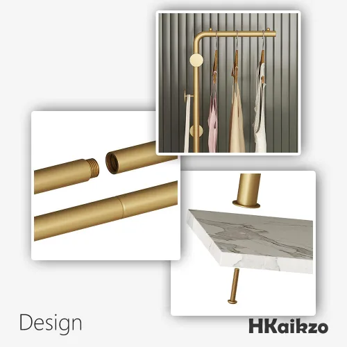 Vista 11 de HKaikzo - Soporte para abrigos dorado, perchero independiente con acabado de acero satinado y base natural de mármol estable, para abrigos