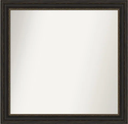 Vista 559 de Amanti Art Espejo de pared personalizado no biselado (25 x 25 pulgadas), marco de bronce acentuado, varios tamaños personalizados, espejo de baño