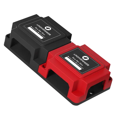 Vista 2 de Barra colectora 400A 12V-48V CC Bloque de distribución de energía de cobre resistente, 8XM10 (3/8 pulgadas), módulo independiente negativo positivo