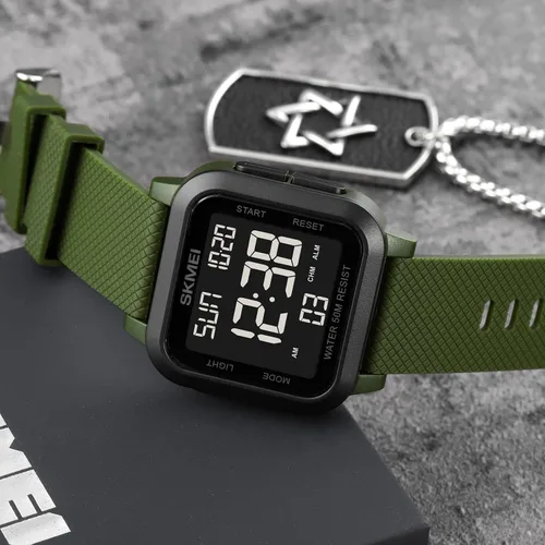 Vista 6 de Forrader Reloj digital deportivo para hombre, resistente al agua, con alarma, temporizador de cuenta regresiva, doble hora, cronómetro, relojes
