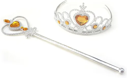 Vista 8 de Juego de tiara y varita de corona princesa Elsa - Joya de corazón de plata Azul