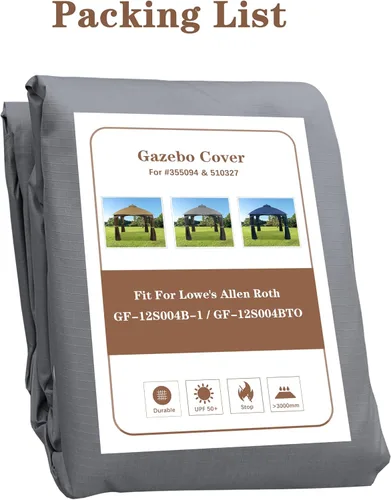 Vista 6 de SCOCANOPY Parte superior de repuesto para el cenador Lowe's modelo #GF-12S004B-1 / GF-12S004BTO (gris Ripstop)