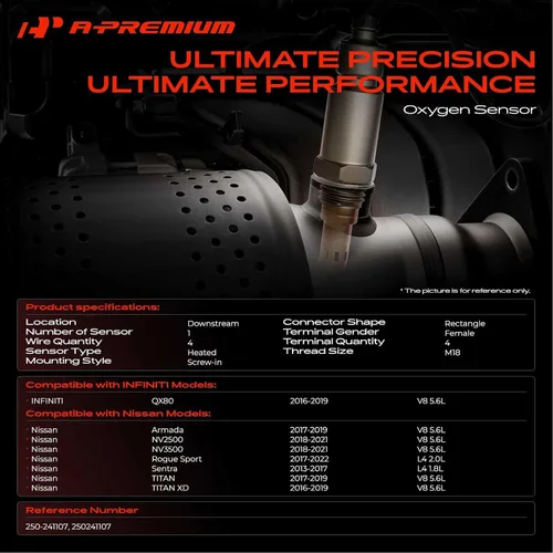 Vista 2 de A-Premium - Sensor de oxígeno Downstream O2 compatible con Nissan, Infiniti