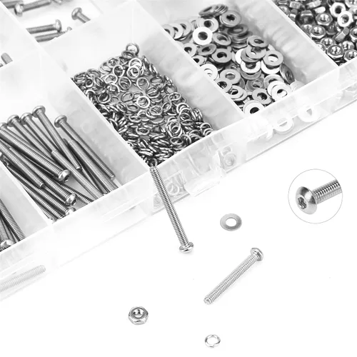 Vista 4 de HELIFOUNER 560 Piezas M2 x 4 mm / 6 mm / 8 mm / 10 mm / 12 mm / 16 mm / 20 mm, Tornillos de Cabeza de Botón con Cavidad Cilíndrica, Tuercas