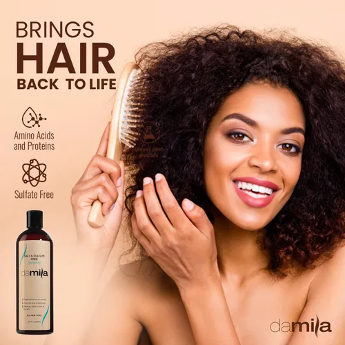Vista 4 de damila Champú sin sal y sulfato para queratina y cabello teñido - Perfecto para cabello dañado, encrespado, rizado o seco (4 onzas líquidas)