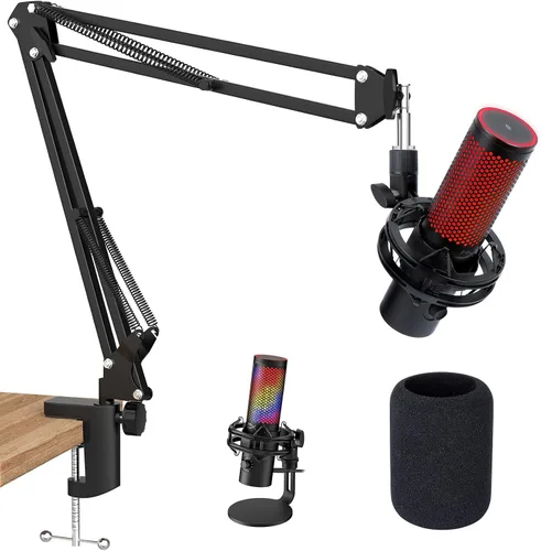 Vista 9 de Abrazadera de escritorio de metal para micrófono Suspensión Boom Scissor brazo soporte soporte con tornillo ajustable por SUNMON
