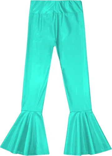 Vista 3 de Loloda Pantalones acampanados elásticos metálicos brillantes para niños, leggings atléticos sin pies, leggings con parte inferior acampanada