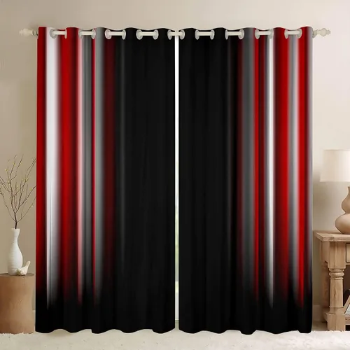 Vista 35 de Feelyou Cortinas abstractas degradadas para niños, adolescentes y mujeres, cortinas de ventana azules, moradas y negras, tratamientos geométricos