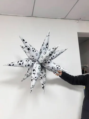 Vista 4 de Globos de fútbol, balón de fútbol, explosión, estrella, globos de papel de aluminio, decoraciones de fiesta de fútbol, decoraciones de fiesta