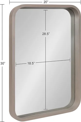 Vista 5 de Kate and Laurel Hutton Modern Radius - Espejo de pared rectangular de madera, 20 x 30 pulgadas, gris; espejo decorativo grande y robusto para pared
