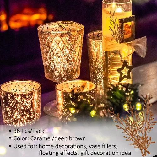 Vista 5 de 36 piezas de flores artificiales para velas flotantes, flores con efecto flotante para relleno de jarrón, centros de mesa con relleno de jarrón