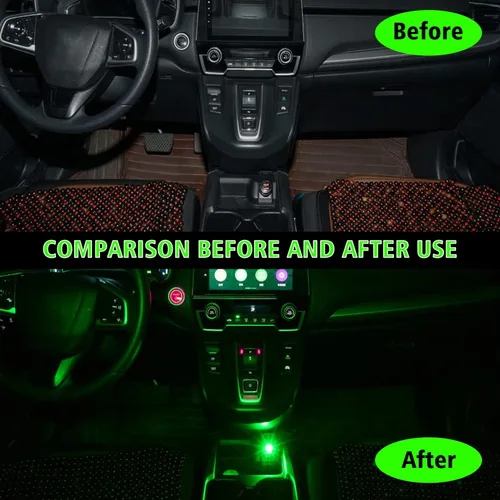 Vista 4 de Ouzorp 2 piezas de mini luz LED USB, iluminación interior LED para automóvil, CC 5 V, inteligente USB LED, luz de atmósfera, luz de teclado, Verde
