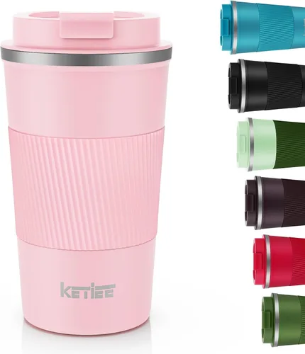 Vista 15 de KETIEE Taza de café de 12 oz: Taza de café con aislamiento al vacío y tapa a prueba de fugas, taza de viaje de acero inoxidable con doble pared