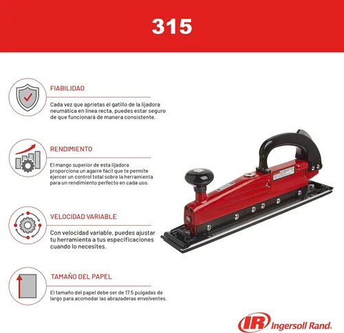 Vista 7 de Ingersoll Rand Lijadora de aire de línea recta 315, almohadilla de 2.75" x 17.5", 3,000 SPM