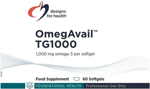Vista 3 de Designs for Health OmegAvail TG1000 - Suplemento de aceite de pescado TG (triglicérido) con EPA/DHA - Altamente concentrado 1000 mg de omega-3 por