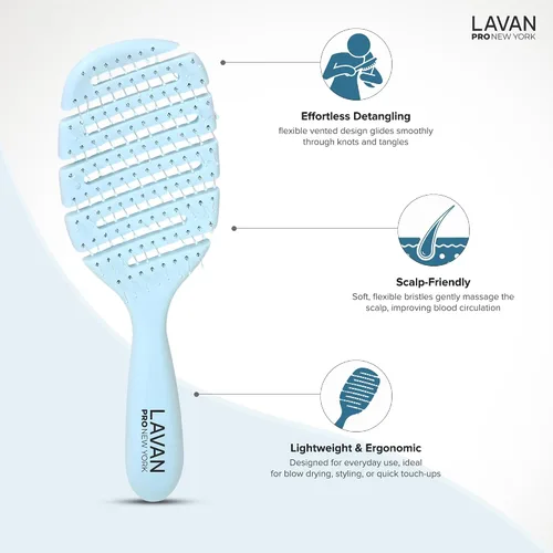 Vista 8 de Cepillo desenredante Flex para el cabello (azul bebé)