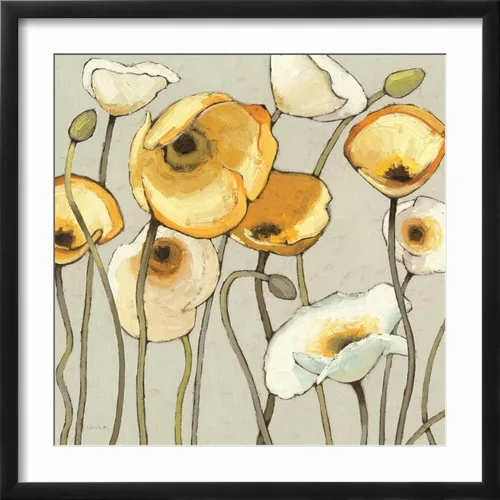 Vista 2 de ART Cuadro decorativo para pared de Jaune Gris II sobre marco negro, 21 x 21 pulgadas