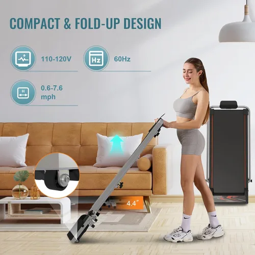 Vista 3 de Walking Pad Treadmill, 2 in 1 Folding Walking Pad with Incline, Workout Equipment Screen, Portable Under Desk Treadmill with Remote Control for Home