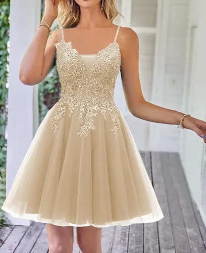 Vista 3 de JAEDEN Vestidos de regreso a casa Vestido de fiesta de encaje de tul con apliques vestido de fiesta de cóctel Vestidos cortos de regreso a casa