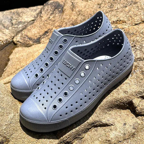 Vista 4 de FLIOZY Zuecos de jardín impermeables para hombres y mujeres, zapatos ligeros y transpirables de EVA sin cordones, cómodos y antideslizantes, calzado