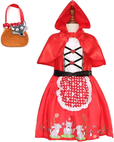 Vista 3 de Disfraz de capucha roja para niñas cosplay de Navidad vestido de Pascua