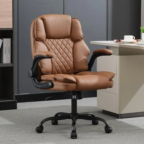 Vista 9 de Silla de escritorio de oficina, sillas de sala de conferencias, silla ejecutiva de cuero con respaldo medio, silla ergonómica para computadora
