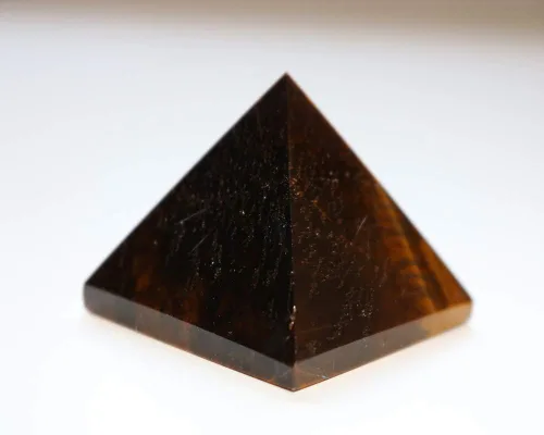 Vista 8 de StoneStory Estatua de cristal curativo de pirámide de ojo de tigre natural, piedra preciosa espiritual de reiki (ojo de tigre, 2.0 x 1.6 in)