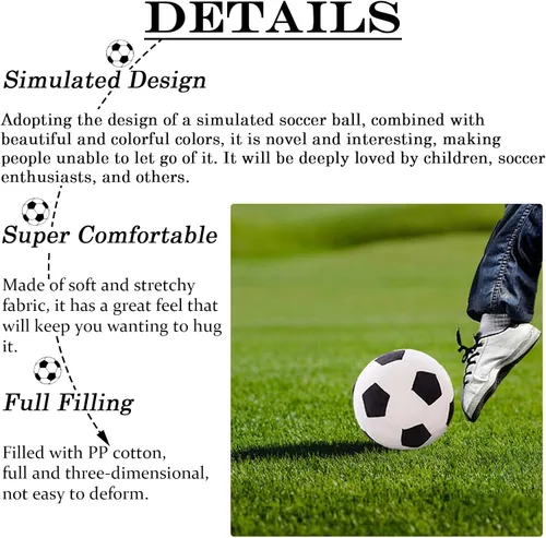 Vista 3 de zhidiloveyou 2 piezas de 9 pulgadas de felpa de fútbol de peluche de fútbol almohada de juguete de fútbol regalo de fútbol para niños, negro-blanco