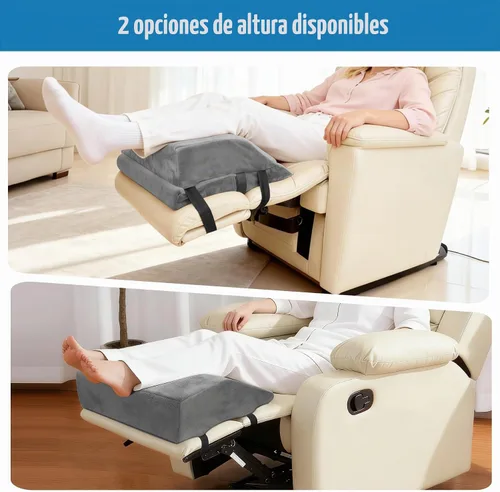 Vista 3 de Cojín reclinable ajustable de cuña de 6 pulgadas de grosor con espuma elástica y correas, almohada elevadora multiusos para silla, sofá, cama y sofá