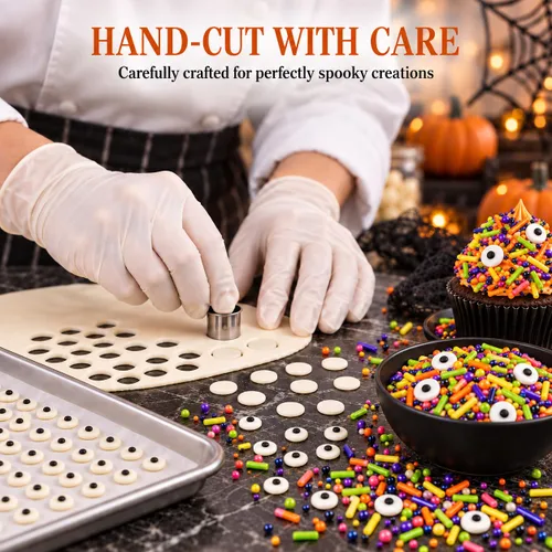 Vista 4 de Confect Mezcla de espolvorear de Halloween – Bolas de discoteca blancas, naranjas, moradas, negras y verdes, ojos de caramelo y jimmies – Gránulos