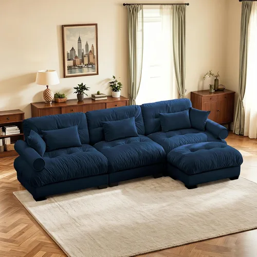 Vista 93 de Sofá biplaza de 93.7 pulgadas, sofá modular de 2 plazas, sofás seccionales grandes de color beige y blanco para sala de estar, juego de sofá