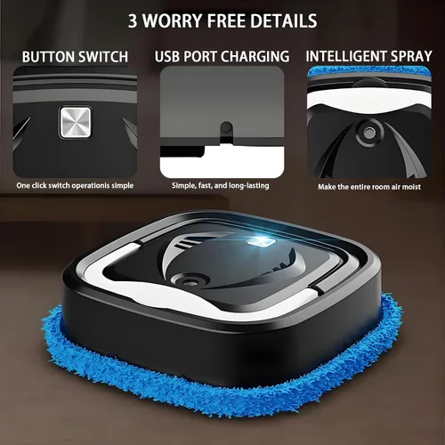 Vista 4 de Trapeador robot automático, doble uso de seco y húmedo, función de pulverización, máquina de trapeador inteligente recargable de bajo ruido