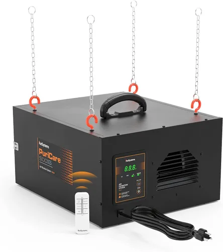 Vista 10 de Sistema de filtración de aire remoto de 3 velocidades PURISYSTEMS, filtro de aire colgante PuriCare 500 con control remoto RF para carpintería