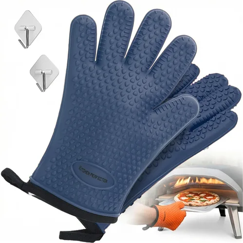Vista 9 de KITCHEN PERFECTION Guantes de silicona para horno de pizza, guantes extremadamente resistentes al calor para hornos de pizza al aire libre e