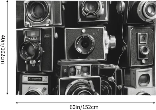 Vista 5 de FodPand Tapiz retro de la colección de cámaras geniales para decoración de dormitorio, telón de fondo de fiesta, tapiz estético para colgar