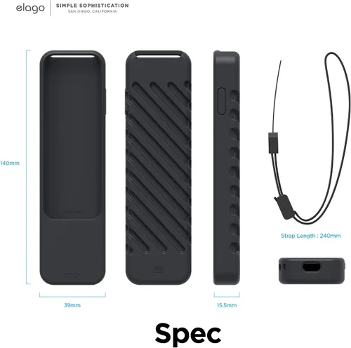 Vista 8 de elago Funda protectora R3 para Apple TV 4K Siri Remote 3ª y 2ª generación Negro