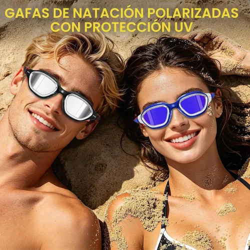 Vista 6 de Whale Gafas de natación polarizadas antiniebla, unisex, 100% protección UV, gafas antivaho de alta definición, visión de gran angular