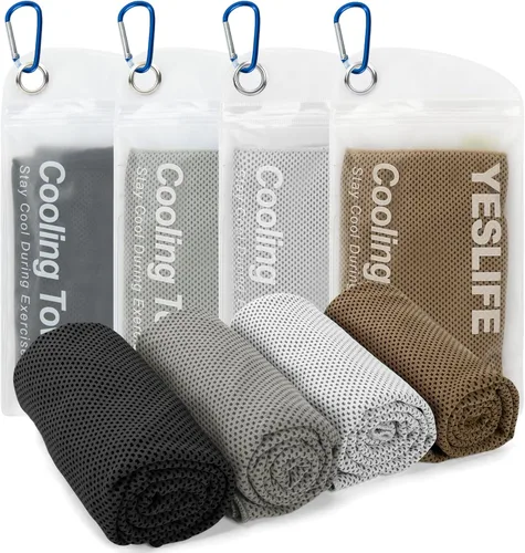 Vista 13 de YESLIFE Paquete de 4 toallas refrescantes de 40 x 12 pulgadas, toallas de gimnasio para hombres y mujeres, toallas de entrenamiento suaves y Negro