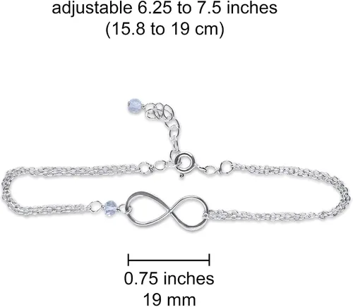 Vista 127 de Pulsera con dije de infinito con piedra natal, joyería hecha a mano, regalo para ella