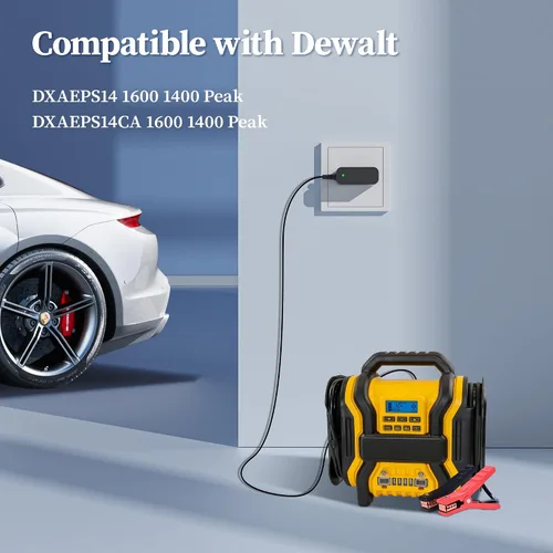 Vista 2 de Cargador para DEWALT DXAEJ14 DXAEPS14 DXAEPS14CA Jump Starter Cable de alimentación 15V Repuesto para arrancador Dewalt DXAEJ14 DXAEPS14