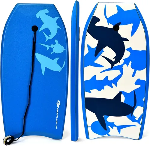 Vista 15 de Goplus Tabla de cuerpo ligera de 41/37/33 pulgadas para playa, tabla de surf con núcleo EPS, cubierta XPE, parte inferior lisa de HDPE, correa