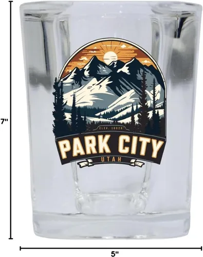 Vista 2 de Park City Utah Souvenir - Vaso de chupito cuadrado B de 2.5 onzas Claro