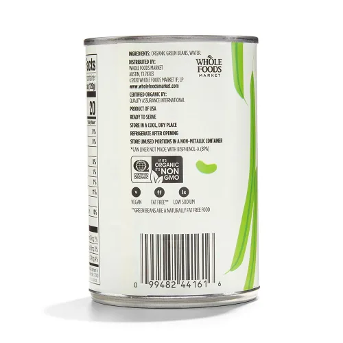 Vista 3 de 365 by Whole Foods Market, Frijoles verdes de corte orgánico, sin sal añadida, 14.5 onzas