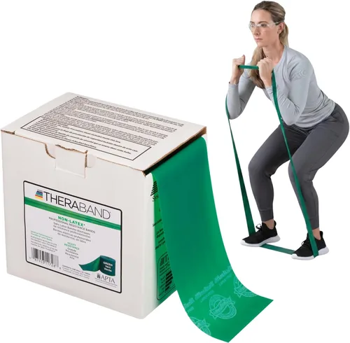 Vista 16 de THERABAND Banda de resistencia, rollo de 50 yardas, banda elástica de látex para ejercicio, estiramiento, terapia física, yoga, pilates