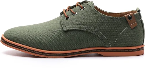 Vista 3 de DADAWEN Zapatos de vestir Oxford de lona casuales para hombre, zapatos de vestir con cordones