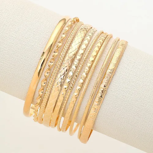 Vista 3 de 10 pulseras de oro para mujer, brazaletes de plata, joyería de disfraz indio, pulseras de discoteca de moda para pulsera de oro