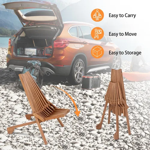 Vista 9 de Tumbona Adirondack plegable de madera, moderna de perfil bajo, silla de patio y porche para todo tipo de clima, sillas de salón para fogatas al aire